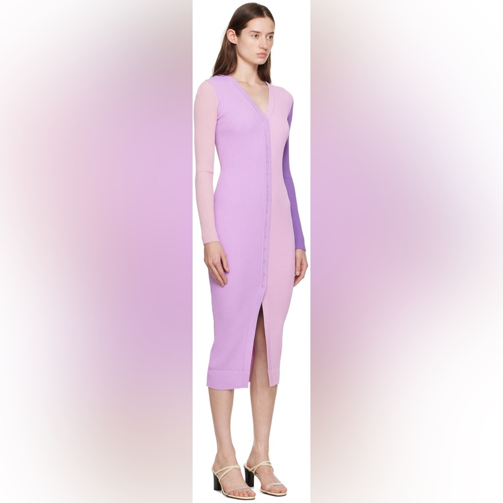 STAUD Shoko Color Block Ribbed Sweater Dress